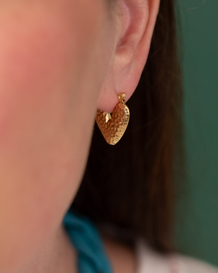 Hammered Every Day Heart Earrings