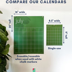 image showing size difference in small and large monthly wall calendars in rainbow colors by Kaleidoscope Living