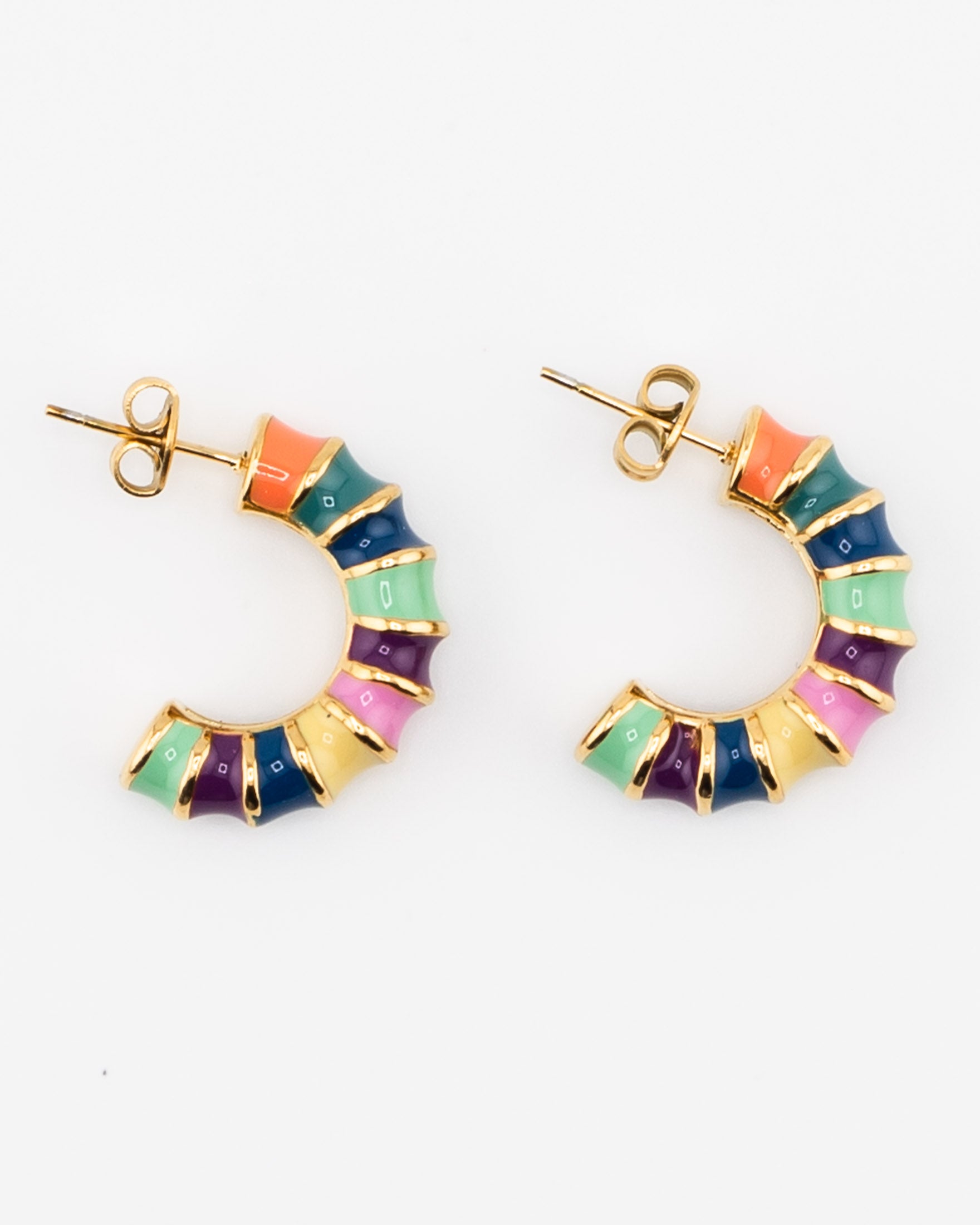 Multicolored hoop earrings with gold accents by Kaleidoscope Living