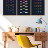 Colorful Office/Craft Room Art Printable Bundle | 5 Designs | Navy Blue Background