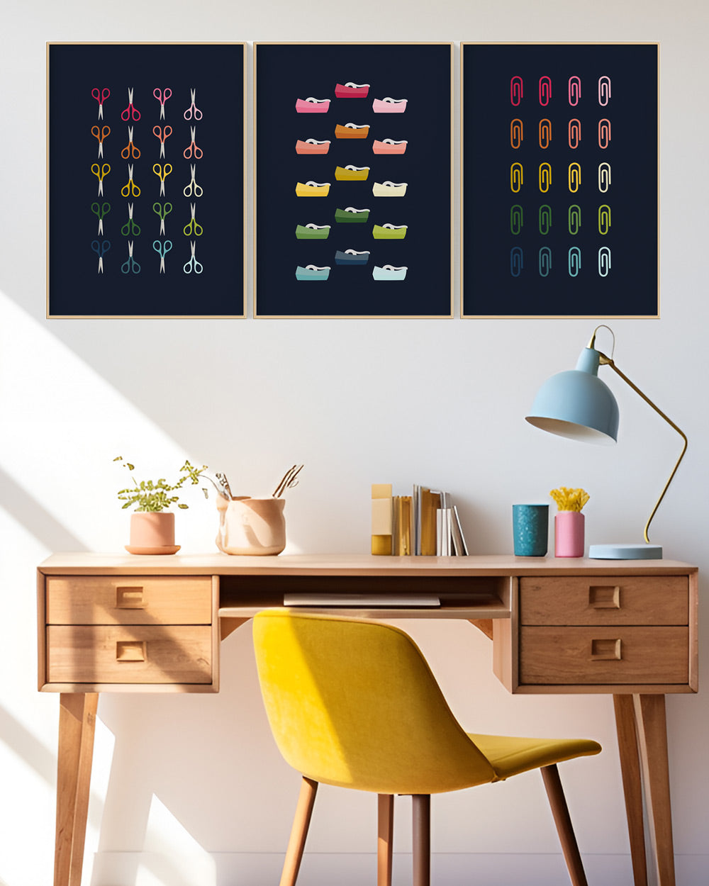 Colorful Office/Craft Room Art Printable Bundle | 5 Designs | Navy Blue Background