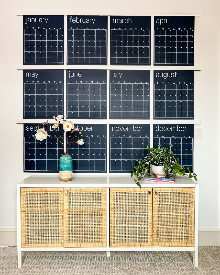 Large Wall Calanders Reusable Large Wall Calendar in Navy Blue | 16 x 20 inches | Undated ...