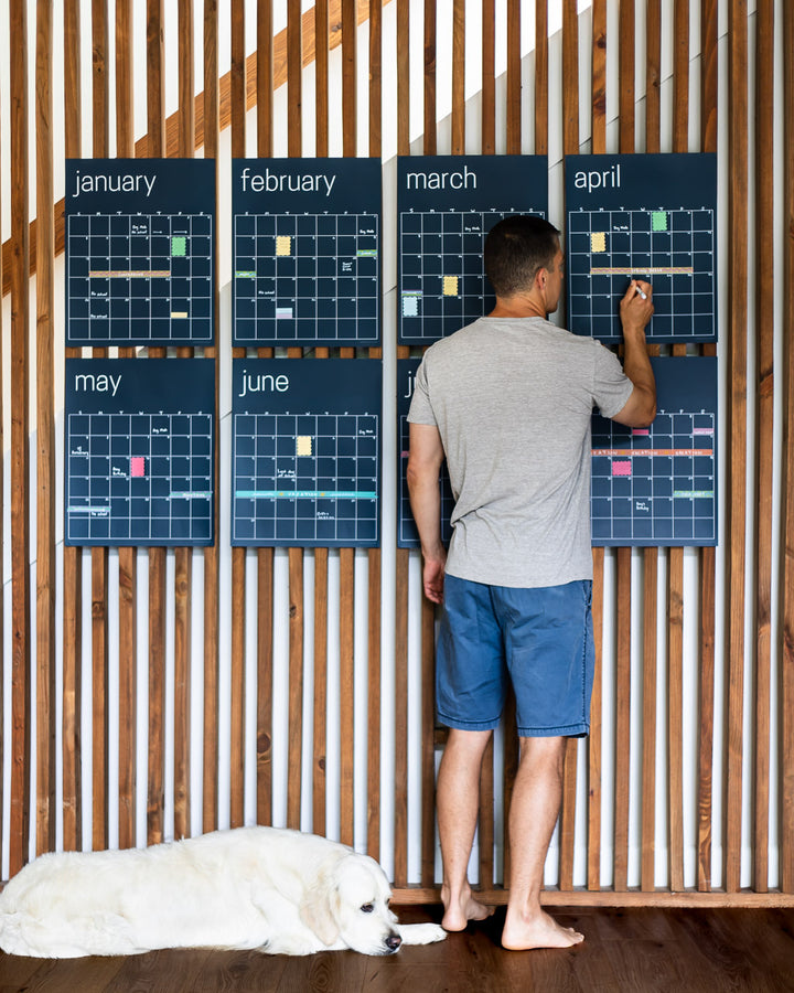Reusable Large Wall Calendar in Navy Blue | 16 x 20 inches | Undated
