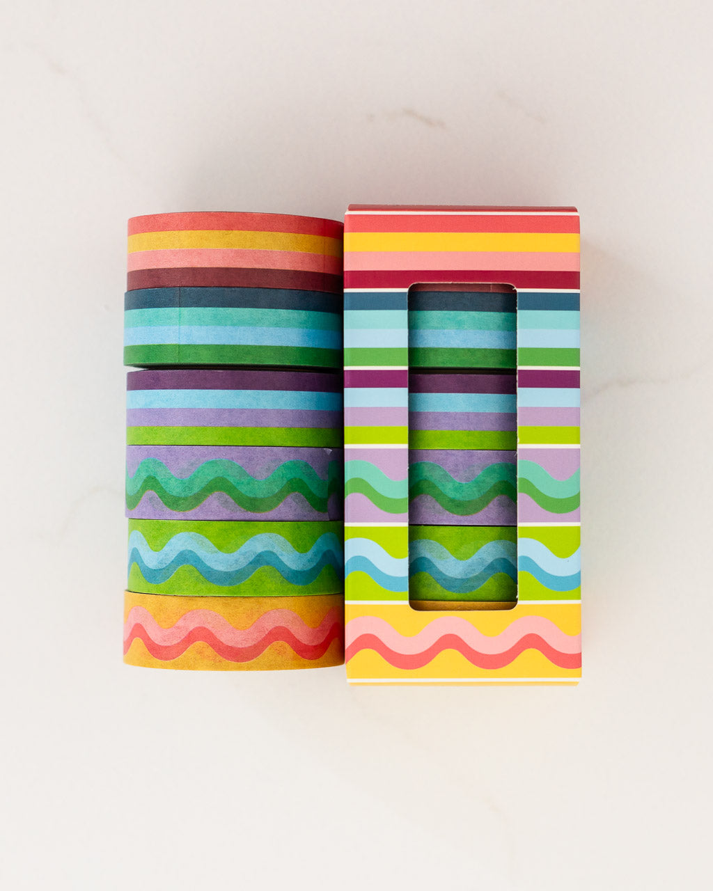 image of colorful striped and squiggle washi tape from Kaleidoscope Living Shop