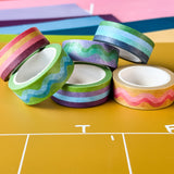 Colorful Washi Tape Squiggles & Stripes (Set of 6)