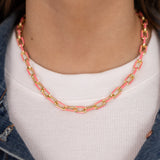 Pink Enamel Chain Necklace