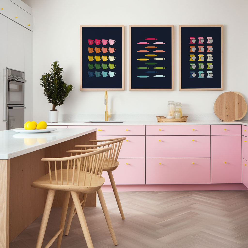 free kitchen wall art bundle | 5 printable designs |... Colorful Kitchen Art Printable Bundle | 10 Designs | Navy Background ...