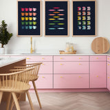 Colorful Kitchen Art Printable Bundle | 10 Designs |  Navy Background