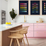 Colorful Kitchen Art Printable Bundle | 10 Designs |  Navy Background