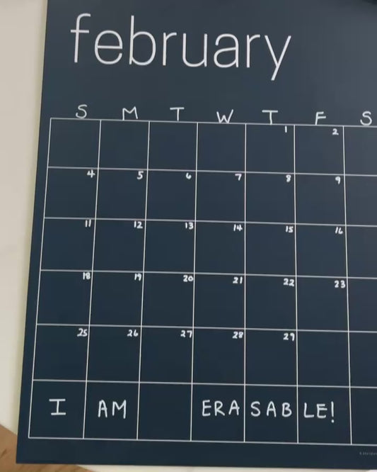 video of large erasable navy blue wall calendar from Kaleidoscope Living