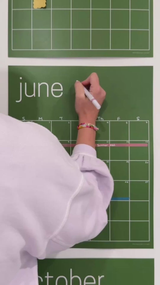 Reusable Large Wall Calendar in Green | 16 x 20 inches | Undated