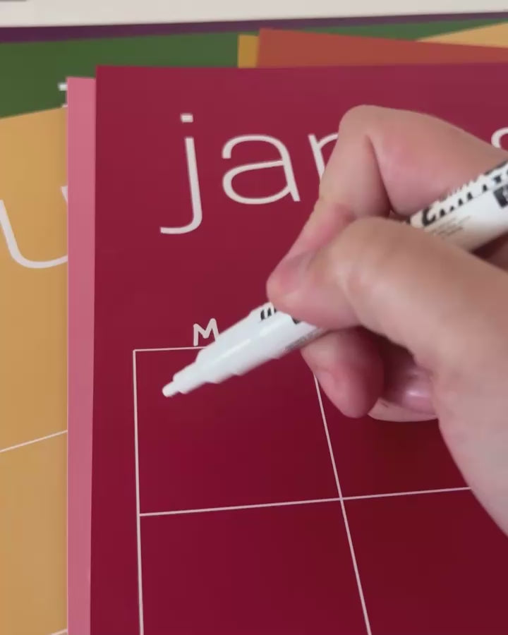 video demonstrating features of large reusable and erasable rainbow spectrum wall calendar from Kaleidoscope Living