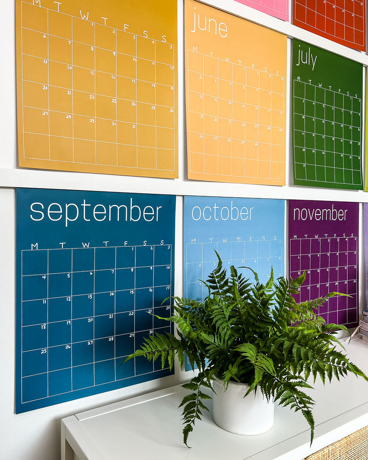 SLIGHTLY IMPERFECT Reusable Large Wall Calendar in Rainbow