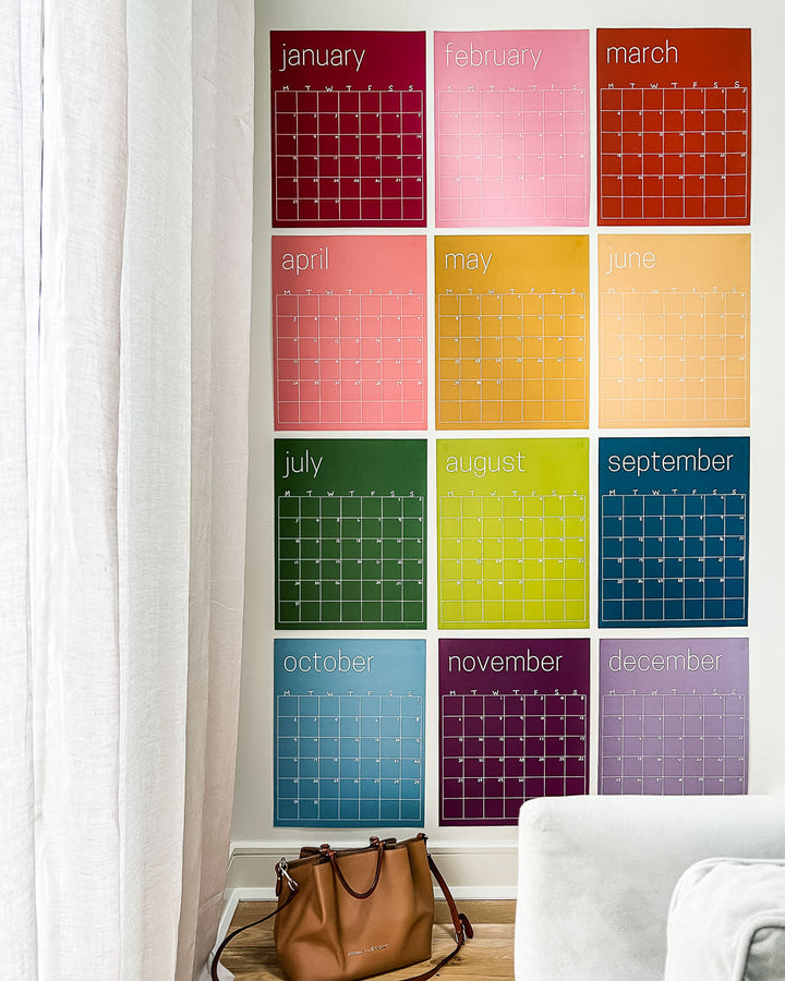 SLIGHTLY IMPERFECT Reusable Large Wall Calendar in Rainbow