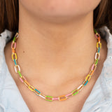 Rainbow Enamel Chain Necklace