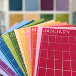 letter-size monthly wall calendar in rainbow colors by Kaleidoscope Living