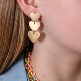 Triple-Heart Drop Earrings