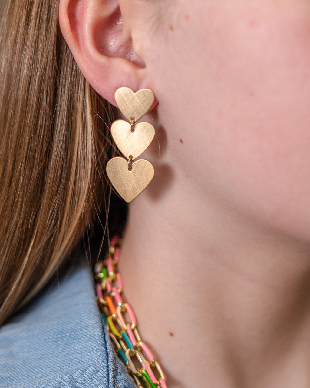 Triple-Heart Drop Earrings