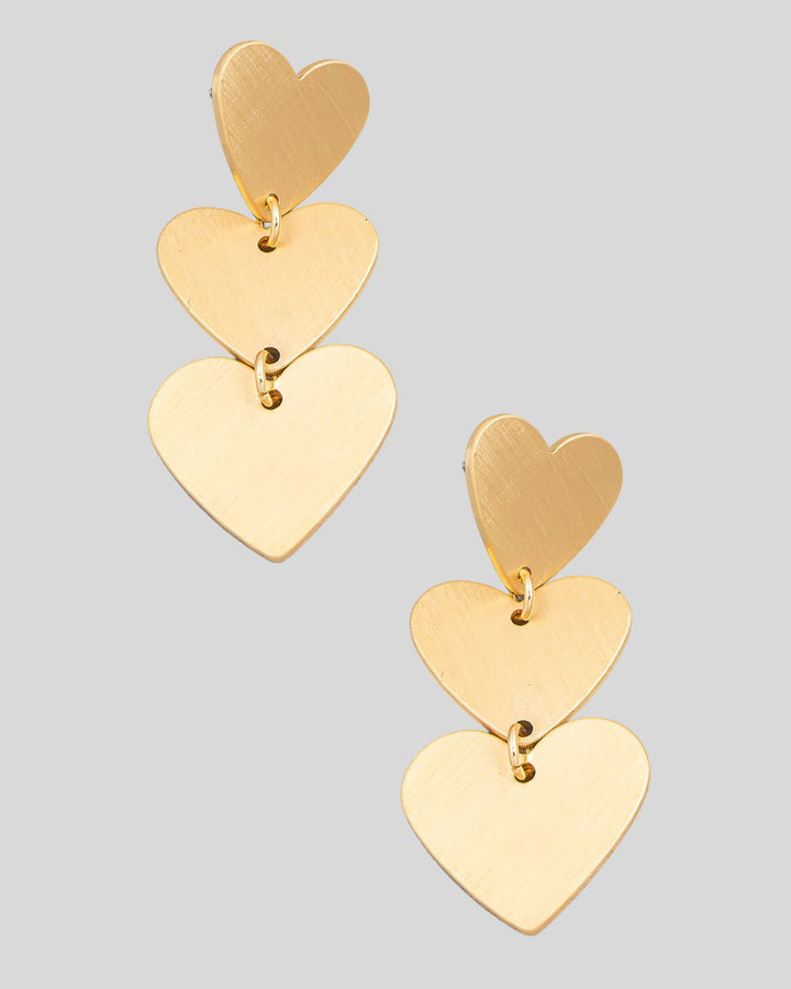 Triple-Heart Drop Earrings