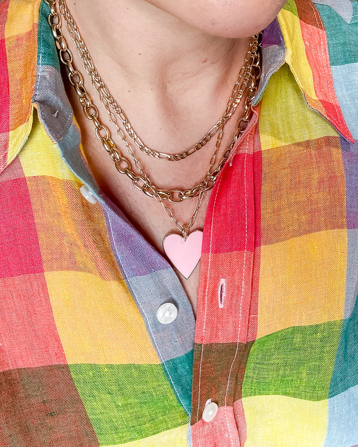 Triple Layer Enamel Heart Necklace