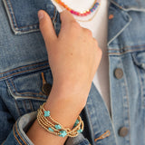 Turquoise Cross Charms Beaded Bracelets (Set of 5)