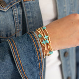 Turquoise Cross Charms Beaded Bracelets (Set of 5)