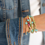 Turquoise Cross Charms Beaded Bracelets (Set of 5)