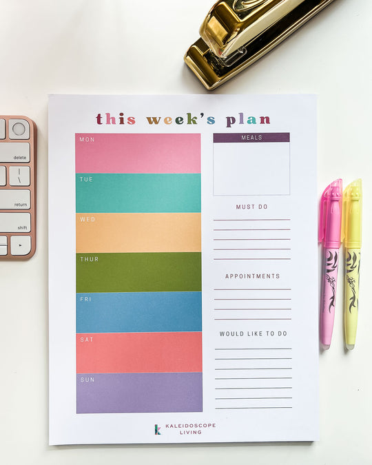 Colorful Weekly Planner Notepad – Kaleidoscope Living Shop