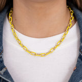 Yellow Enamel Chain Necklace