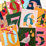 Colorful 12 Days of Christmas Art Prints (8 x 10 inches - Set of 12)