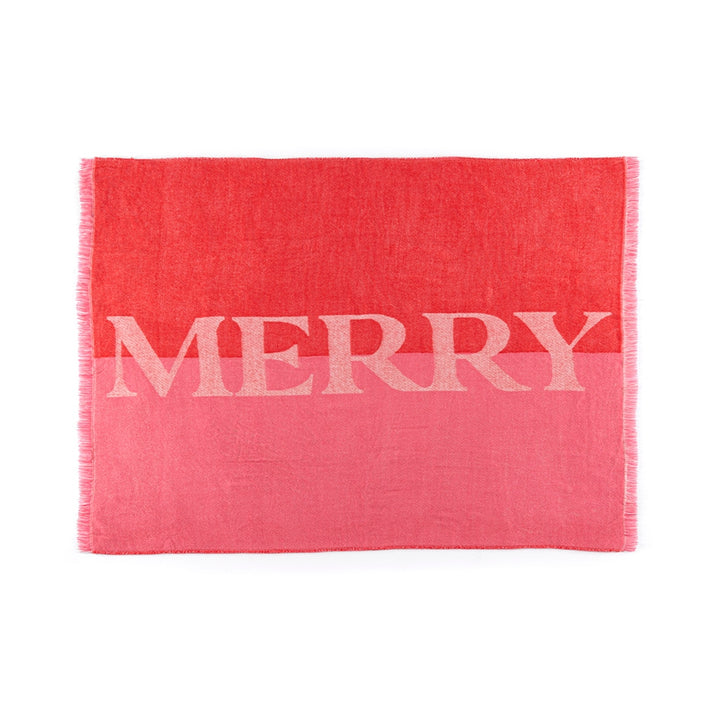 Reversible Red & Pink "Merry" Throw Blanket