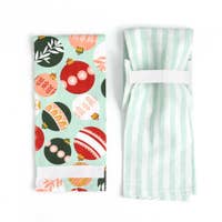 Kitchen Tea Towel Set: Ornaments and Stripes