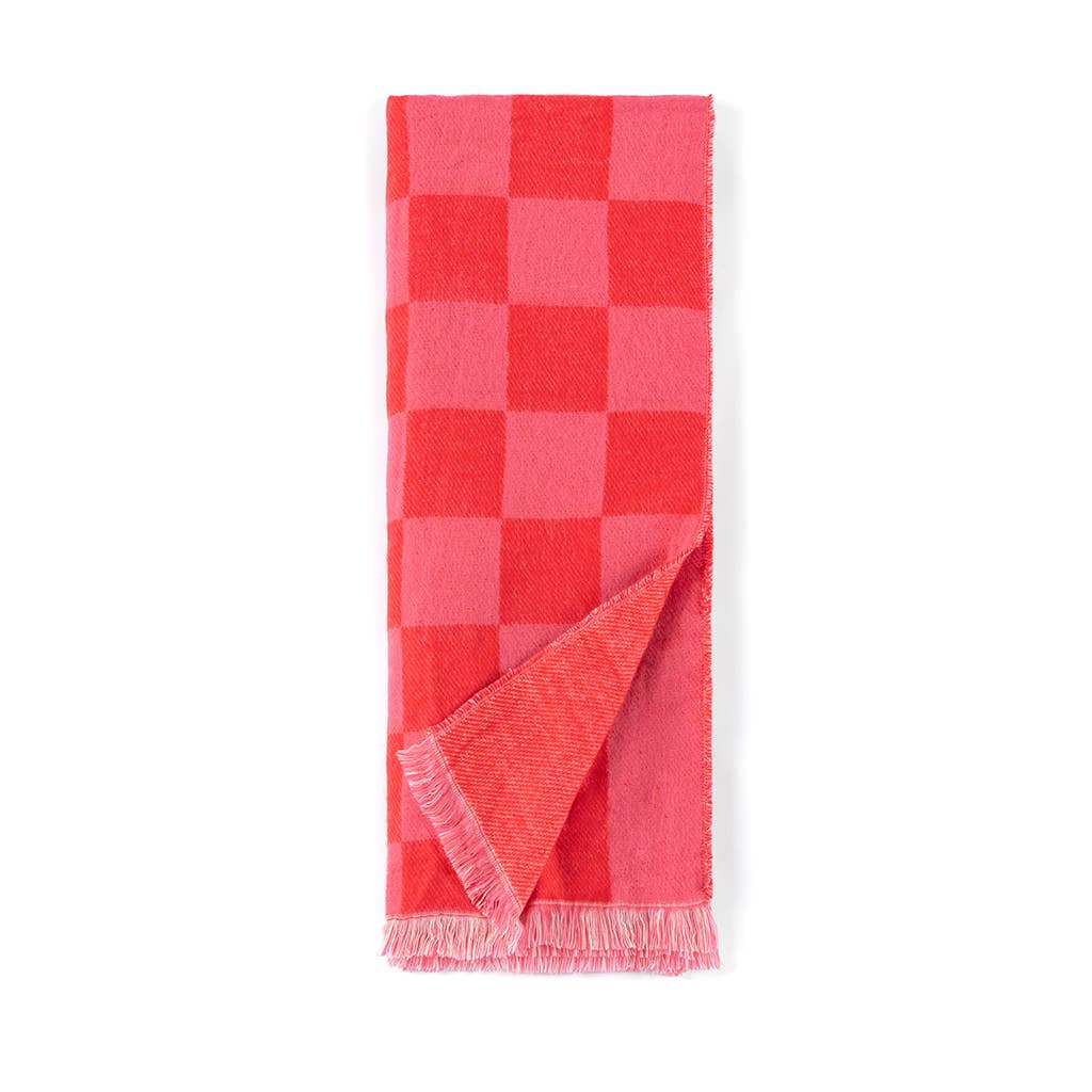 Reversible Red & Pink "Merry" Throw Blanket