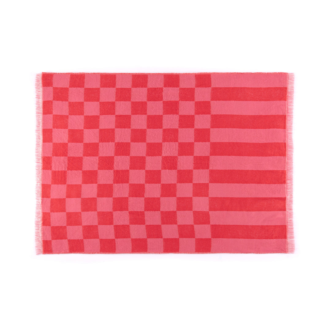 Reversible Red & Pink "Merry" Throw Blanket