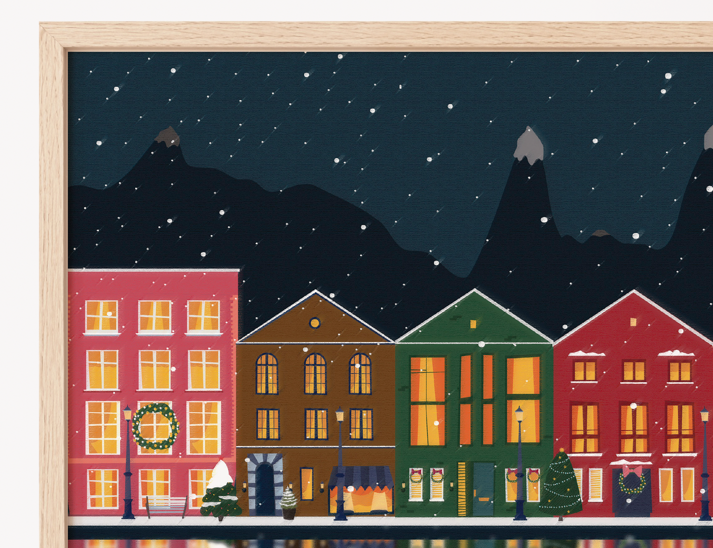 Colorful Christmas Village Digital TV Art