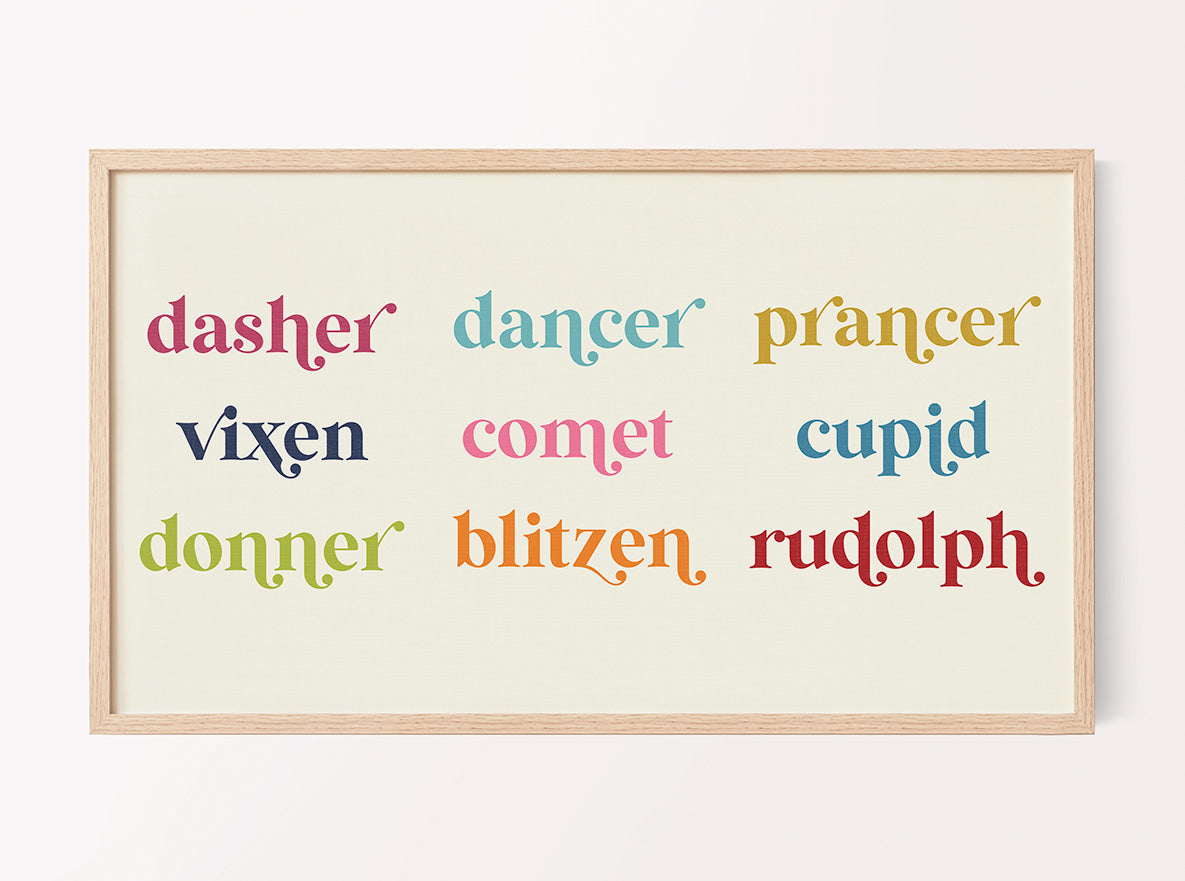 Colorful Reindeer Digital TV Art | Colorful Holiday Frame TV Art