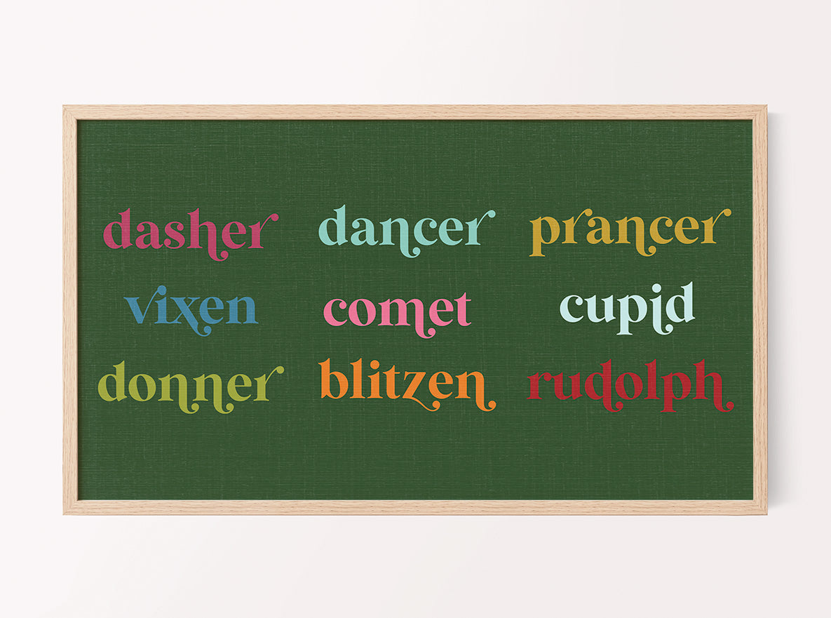 Colorful Reindeer Digital TV Art | Colorful Holiday Frame TV Art