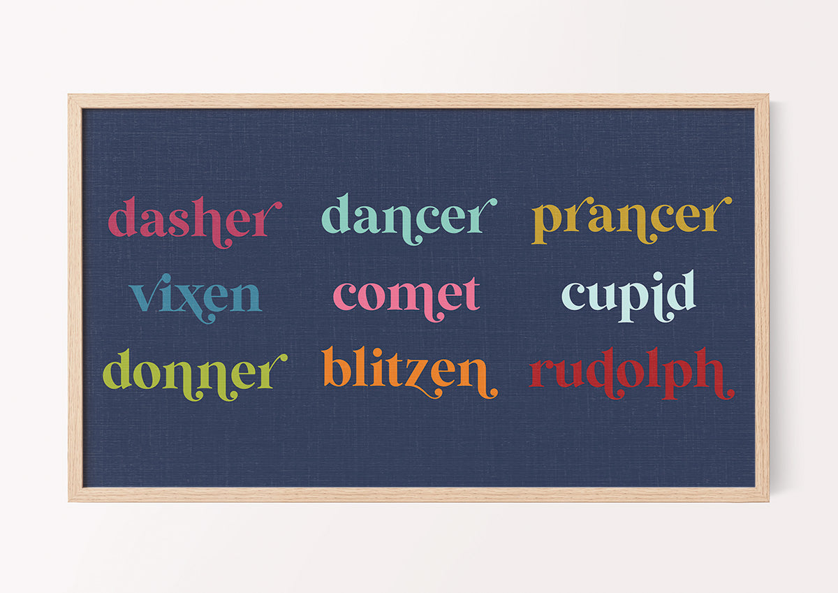 Colorful Reindeer Digital TV Art | Colorful Holiday Frame TV Art