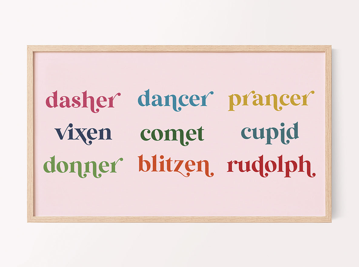 Colorful Reindeer Digital TV Art | Colorful Holiday Frame TV Art