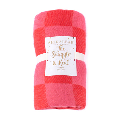 Reversible Red & Pink "Merry" Throw Blanket