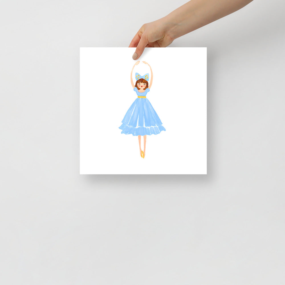 The Nutcracker's Clara in a Blue Dress Watercolor Art Print