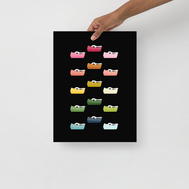 Colorful Tape Dispensers Art Print with Black Background