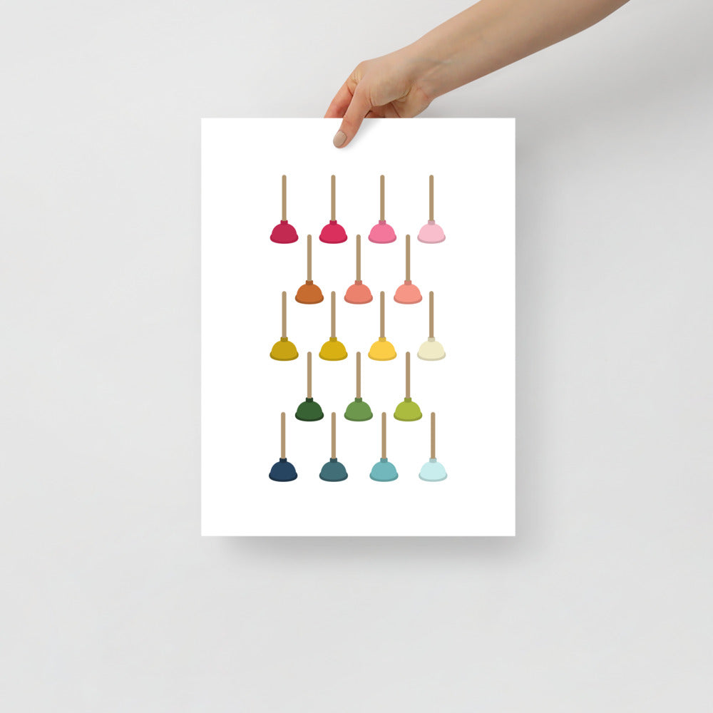 Colorful Plungers Art Print with White Background