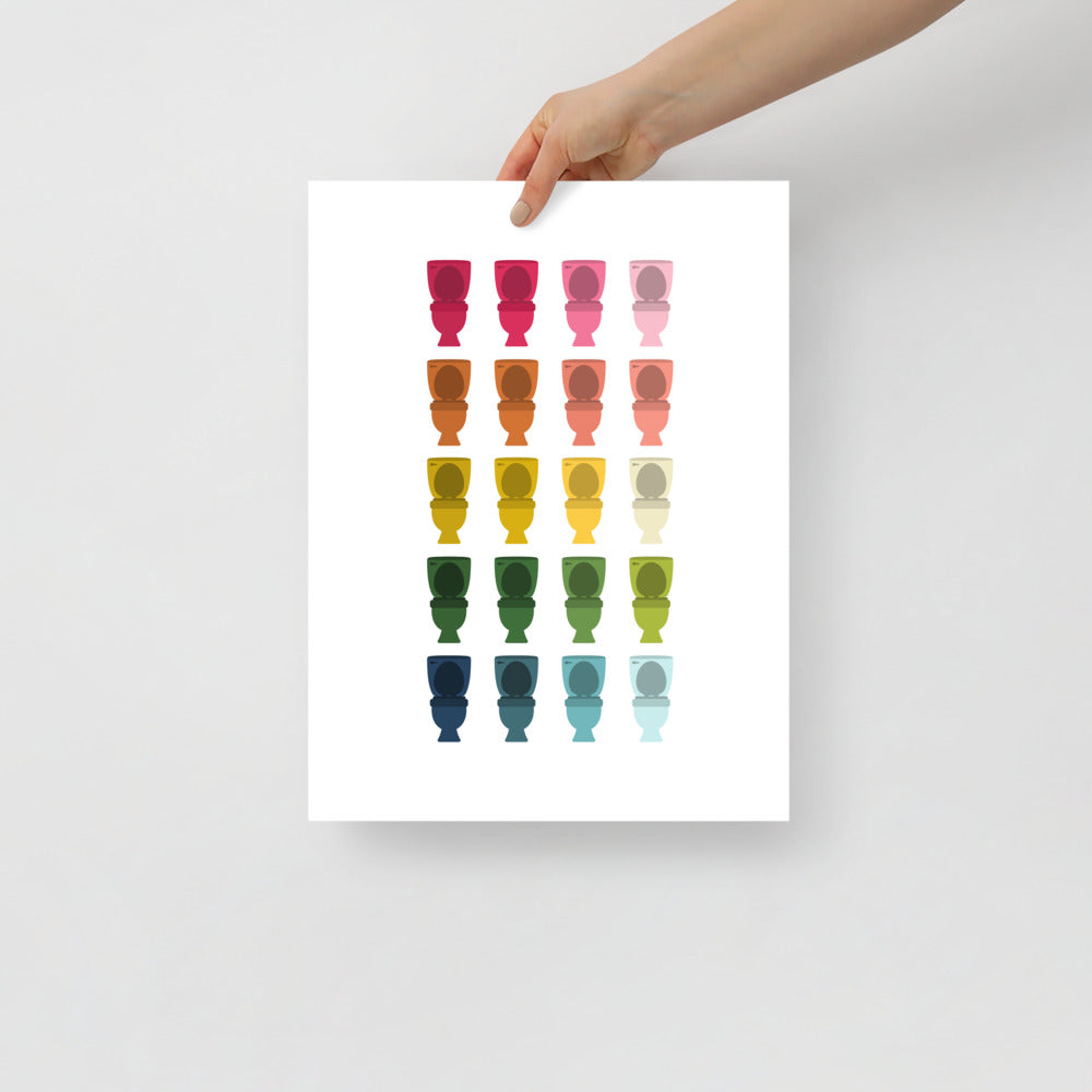 Colorful Toilets Art Print with White Background
