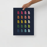 Colorful Irons Art Print with Navy Blue Background