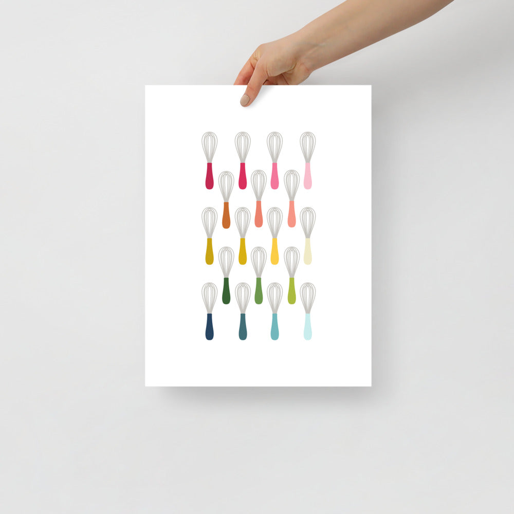 Colorful Whisks Art Print with White Background