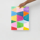 Colorful Abstract Triangles Watercolor Art Print