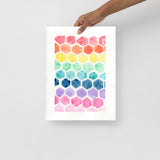 Colorful Abstract Hexagons Watercolor Art Print