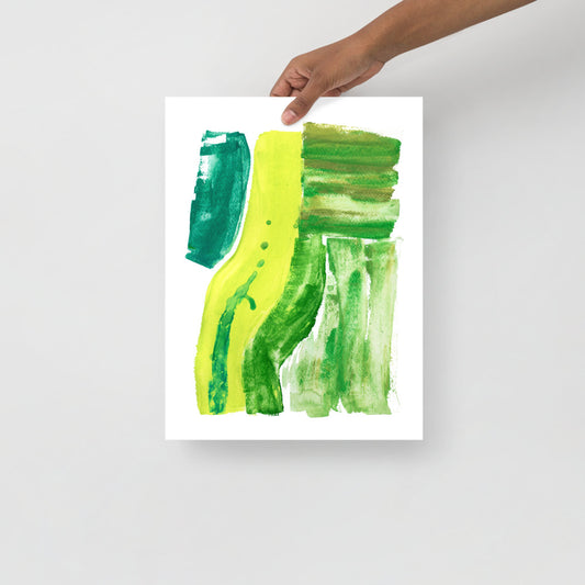 Green Watercolor Abstract Art Print