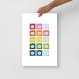 Colorful Washing Machines Art Print with White Background